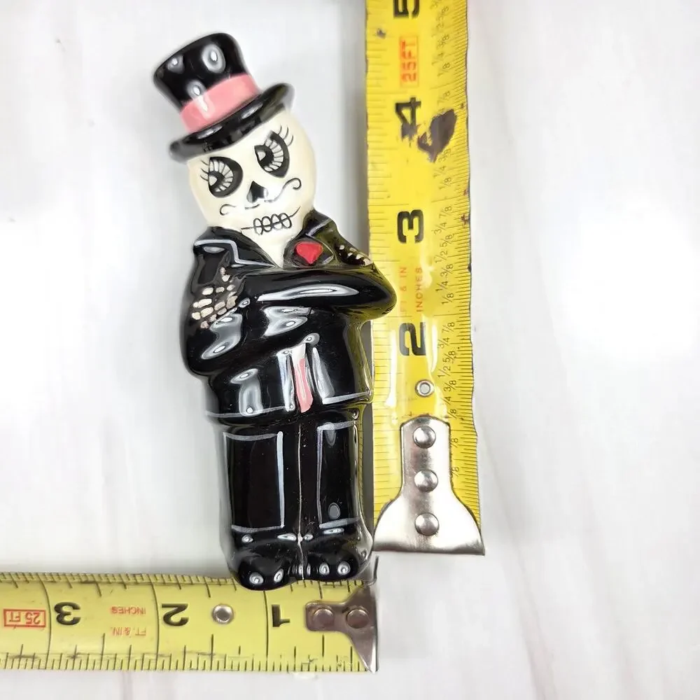Day of the Dead Wedding Salt & Pepper Shakers Sugar Skull Bride Groom Ceramic